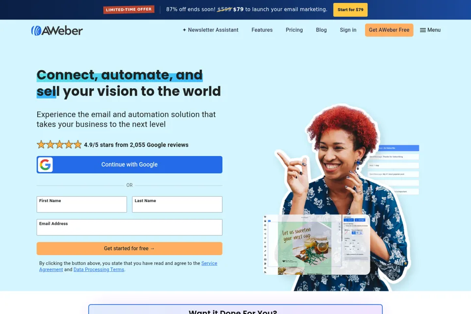 Aperçu de la landing page