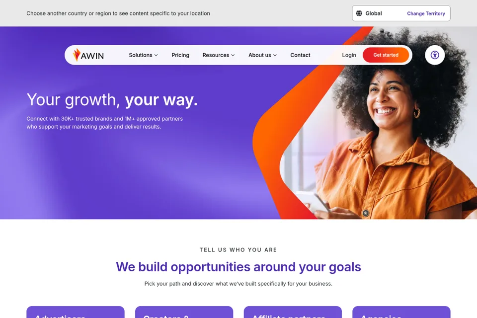Aperçu de la landing page