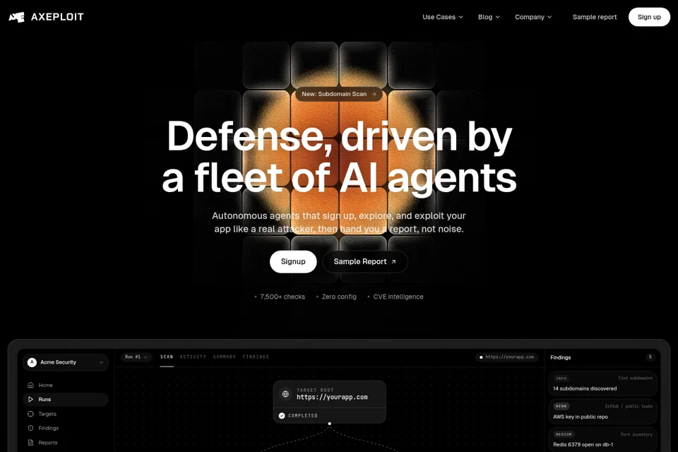 Aperçu de la landing page
