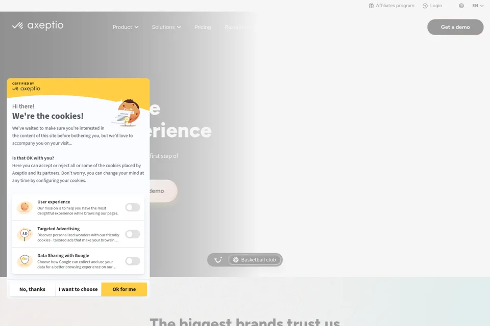 Aperçu de la landing page