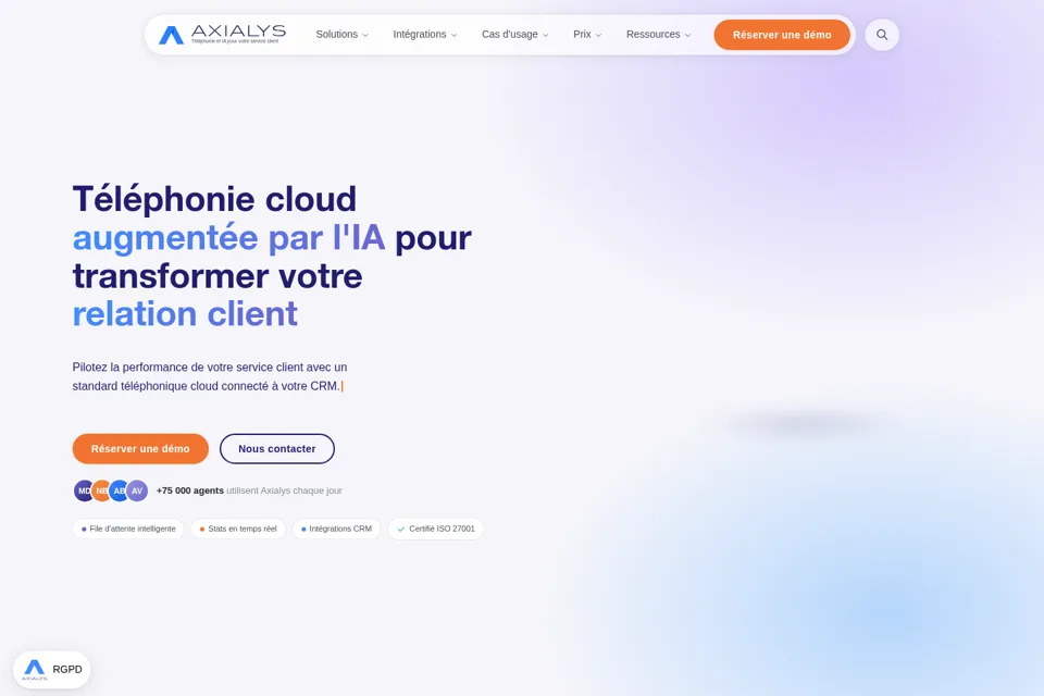 Aperçu de la landing page