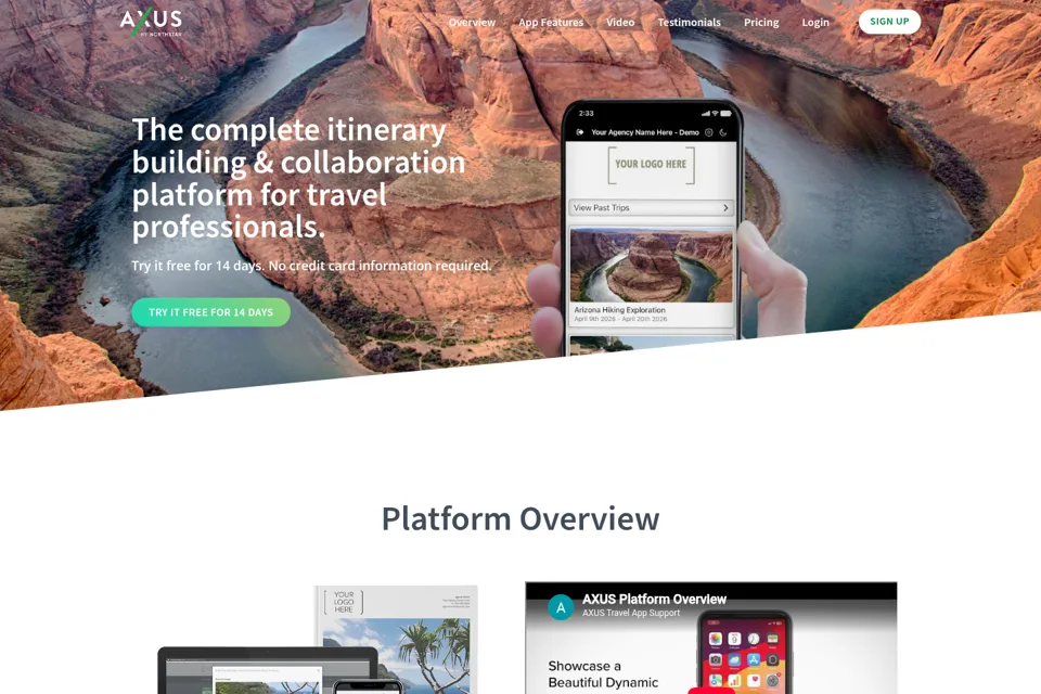 Aperçu de la landing page