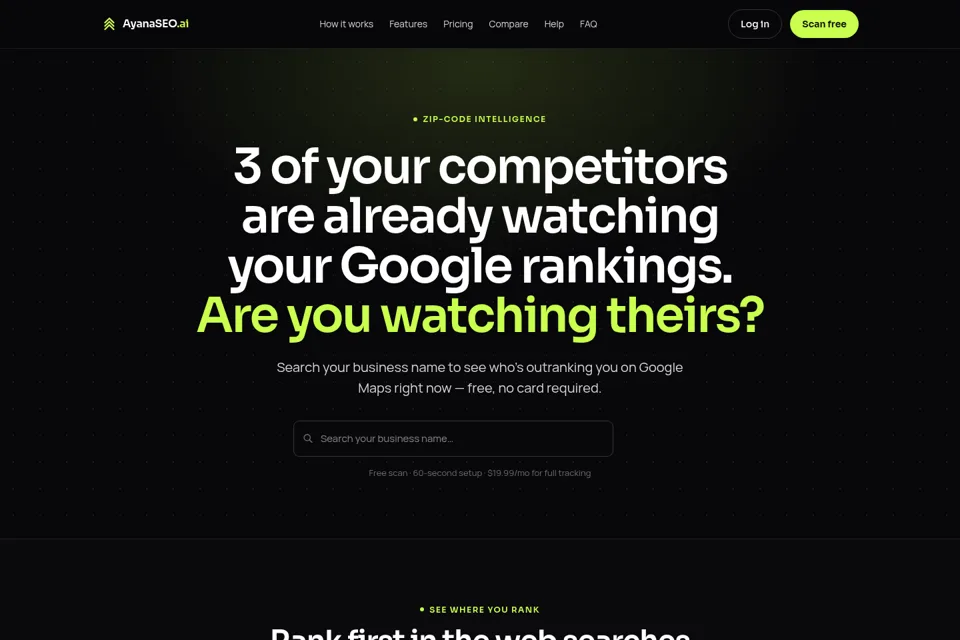 Aperçu de la landing page