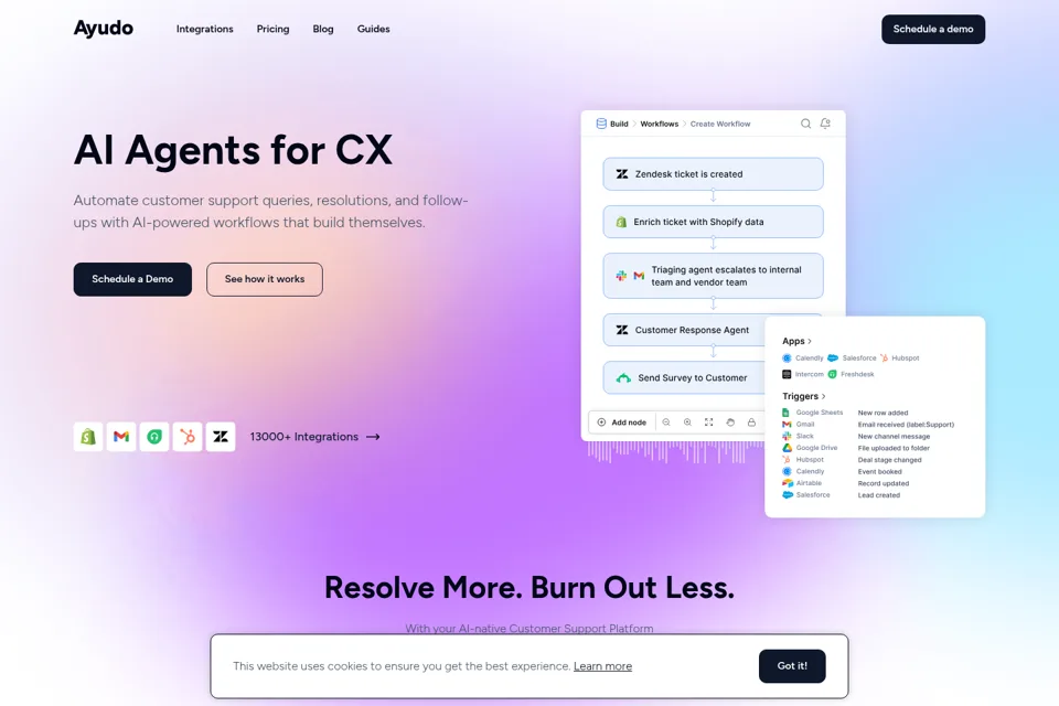 Aperçu de la landing page