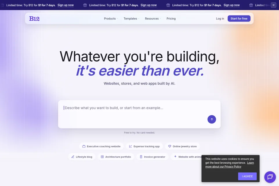 Aperçu de la landing page