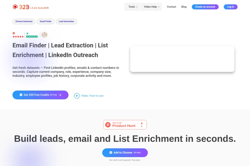 Aperçu de la landing page