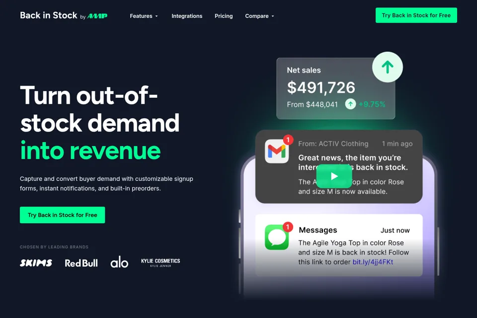 Aperçu de la landing page