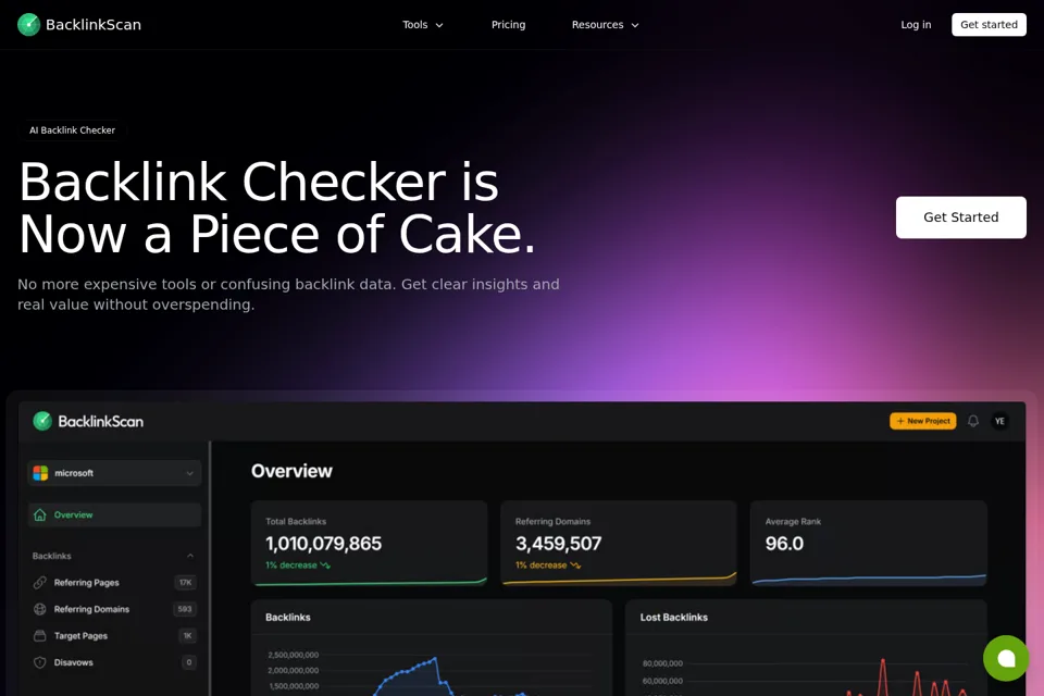 Aperçu de la landing page