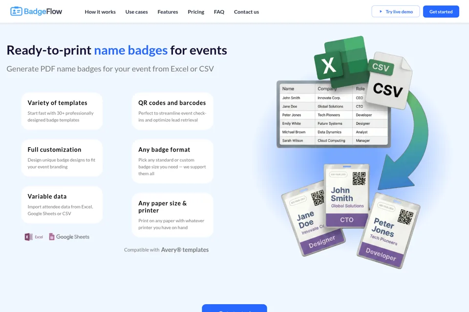 Aperçu de la landing page