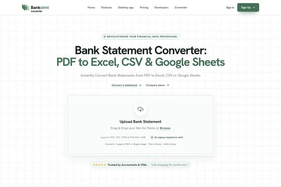 Aperçu de la landing page