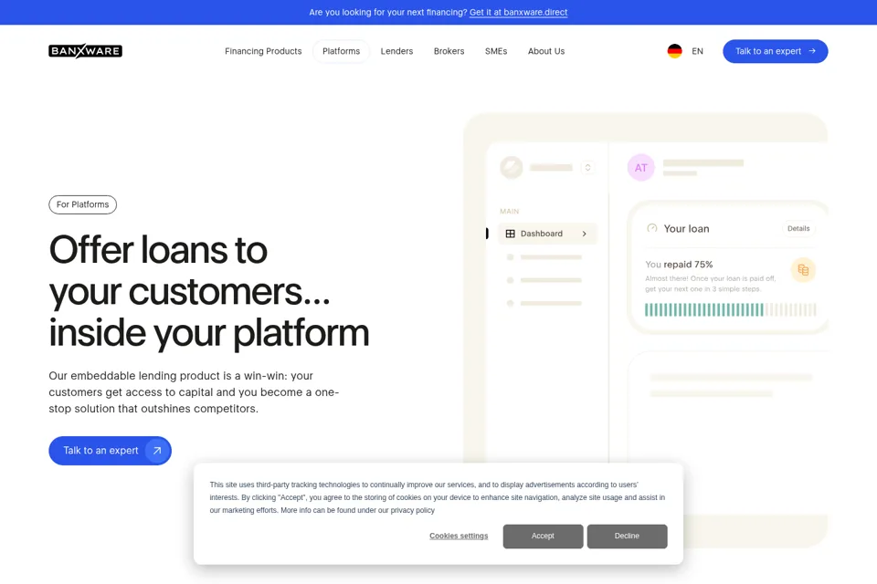 Aperçu de la landing page