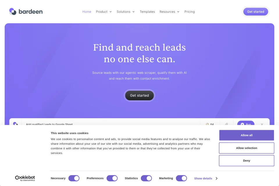 Aperçu de la landing page