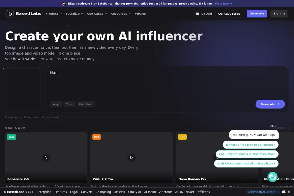 Aperçu de la landing page