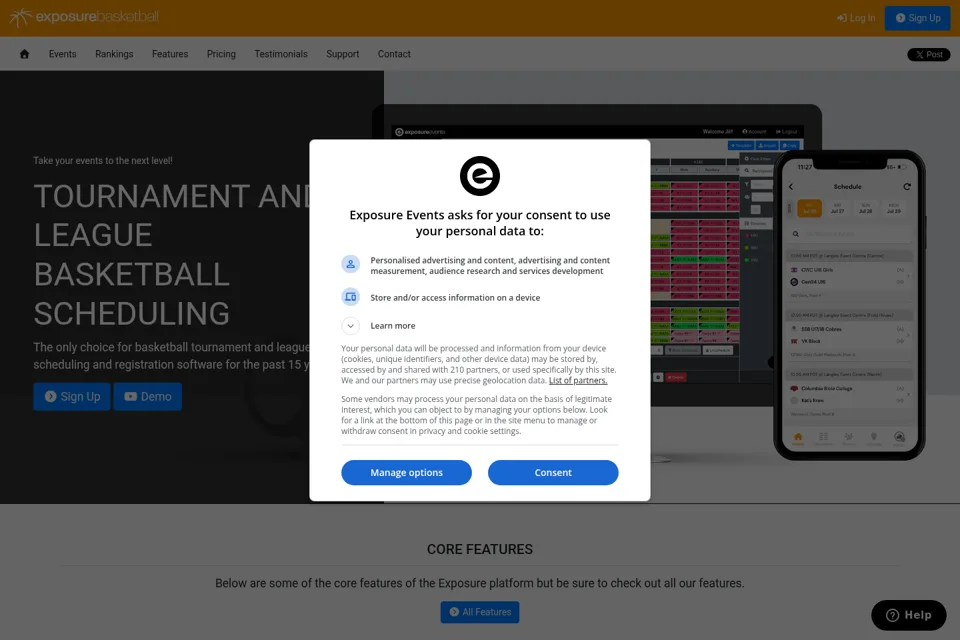 Aperçu de la landing page