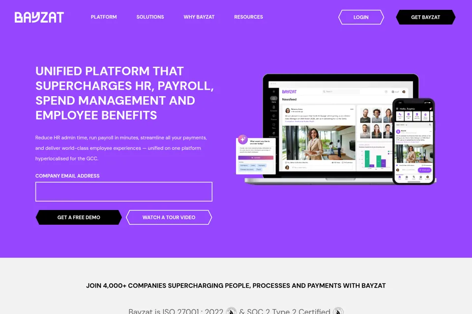Aperçu de la landing page