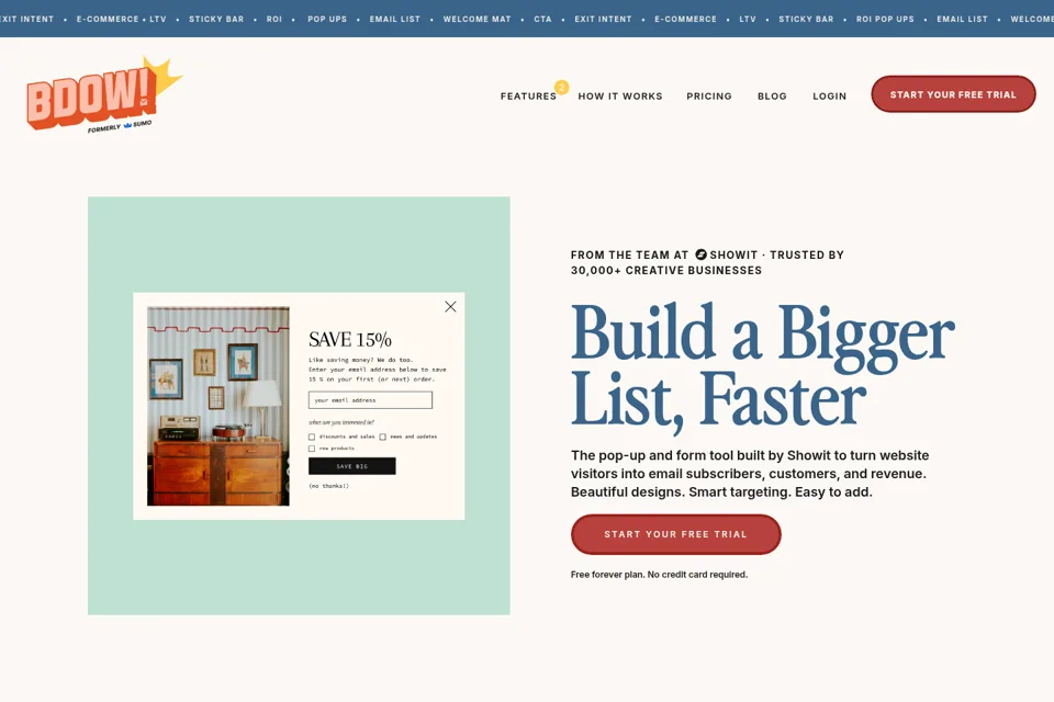 Aperçu de la landing page