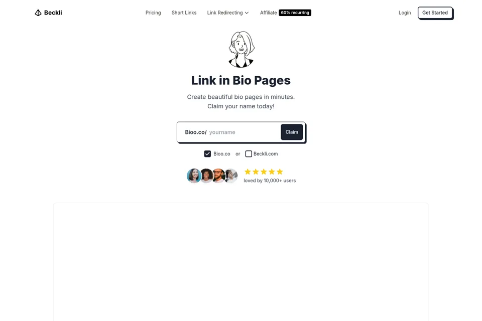 Aperçu de la landing page
