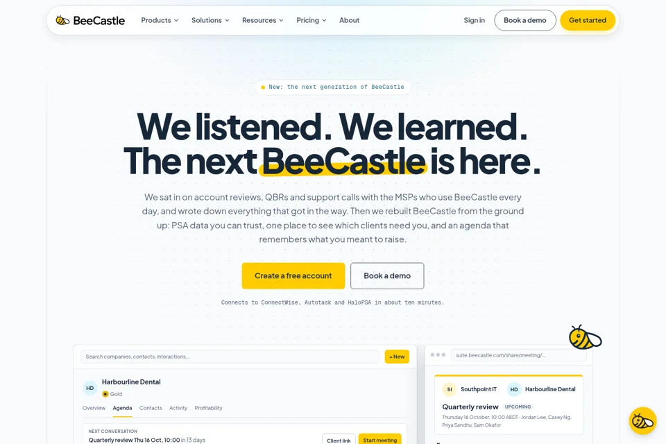 Aperçu de la landing page