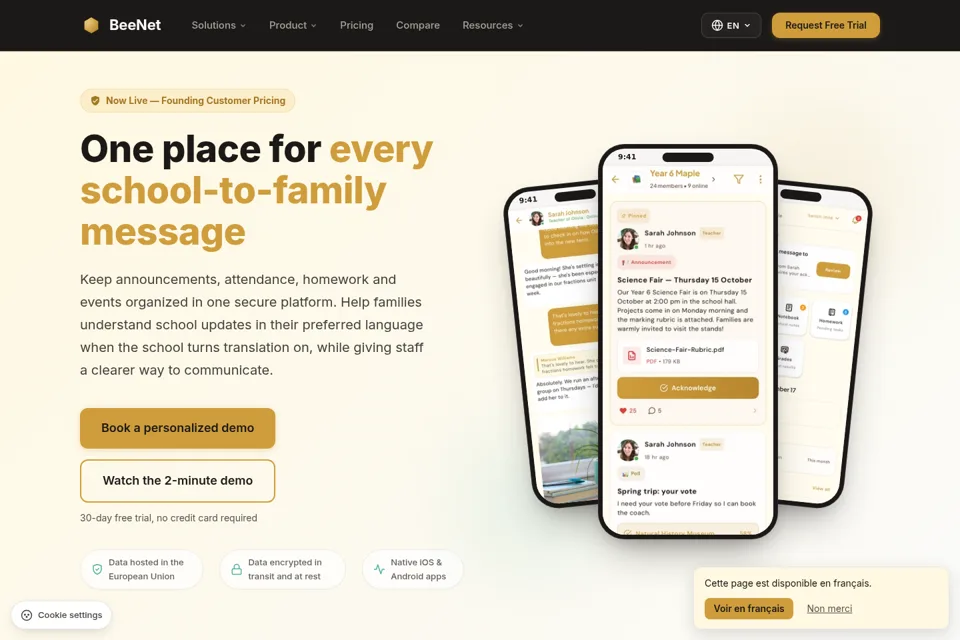 Aperçu de la landing page
