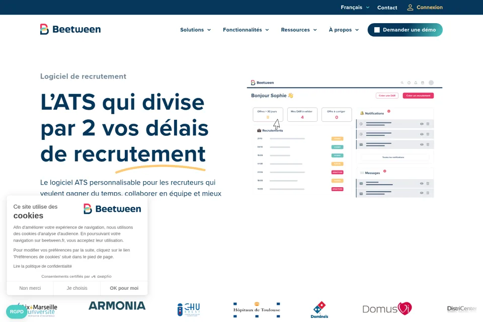Aperçu de la landing page