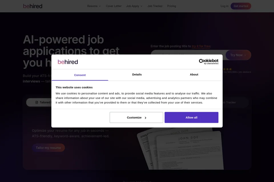Aperçu de la landing page
