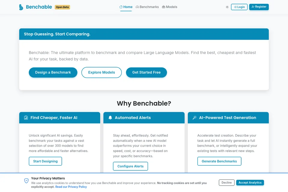 Aperçu de la landing page