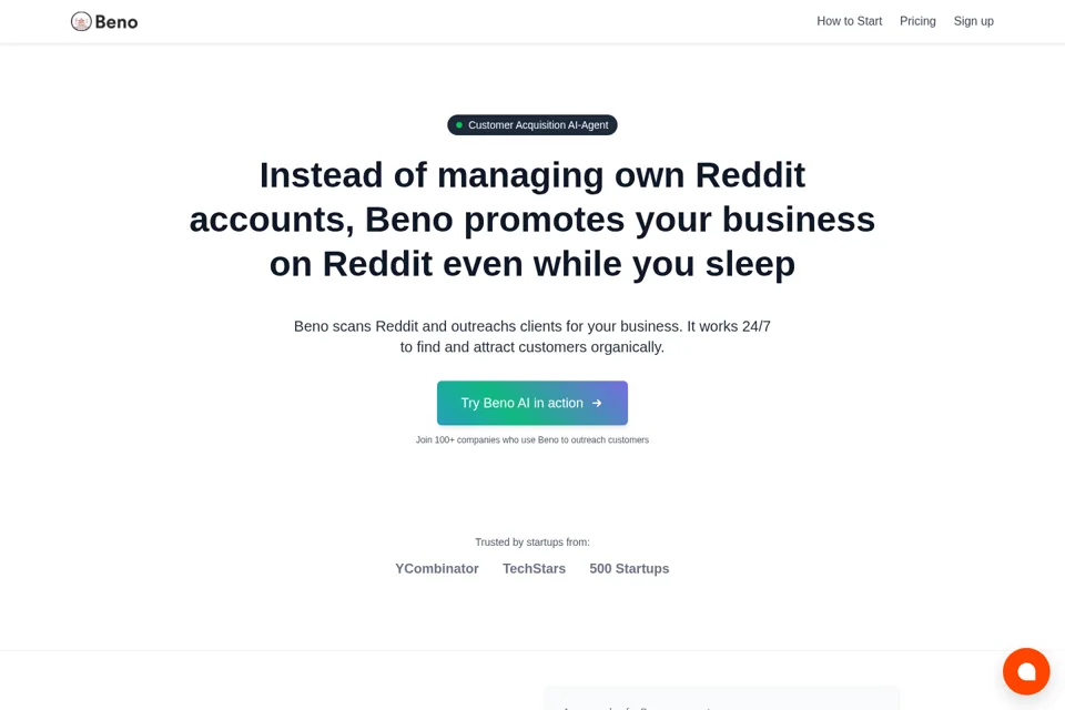 Aperçu de la landing page