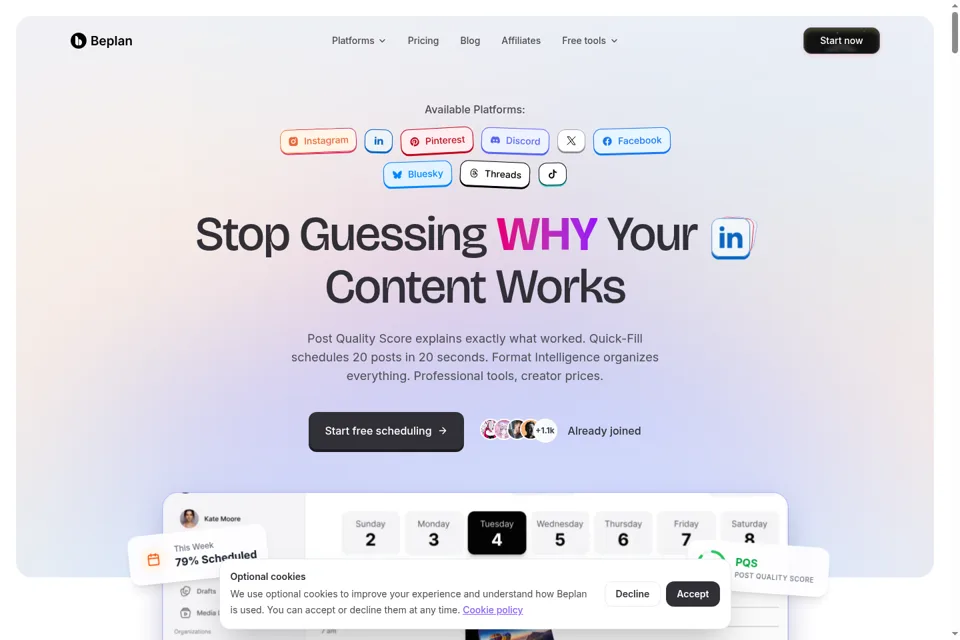 Aperçu de la landing page