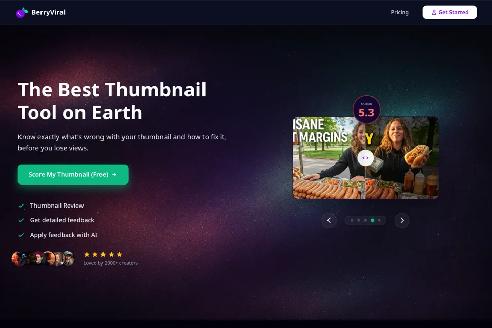 Aperçu de la landing page