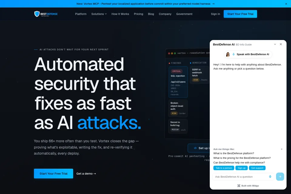 Aperçu de la landing page