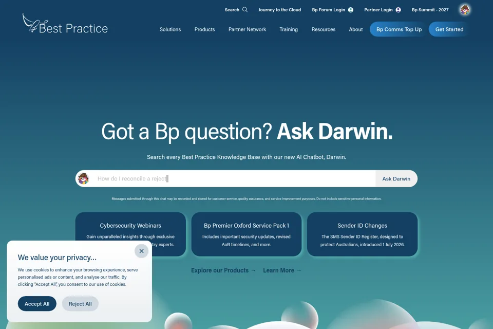 Aperçu de la landing page