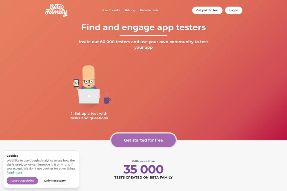 Aperçu de la landing page