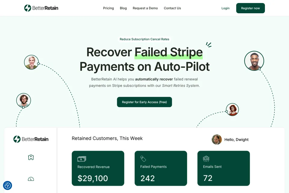 Aperçu de la landing page