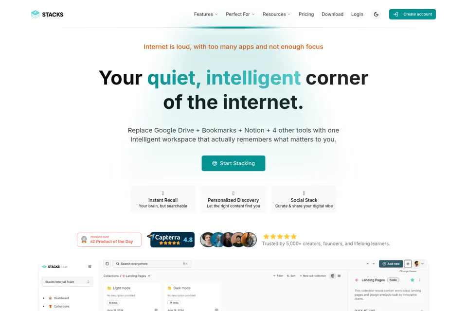 Aperçu de la landing page