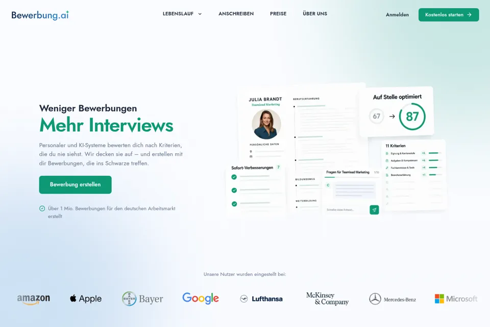 Aperçu de la landing page