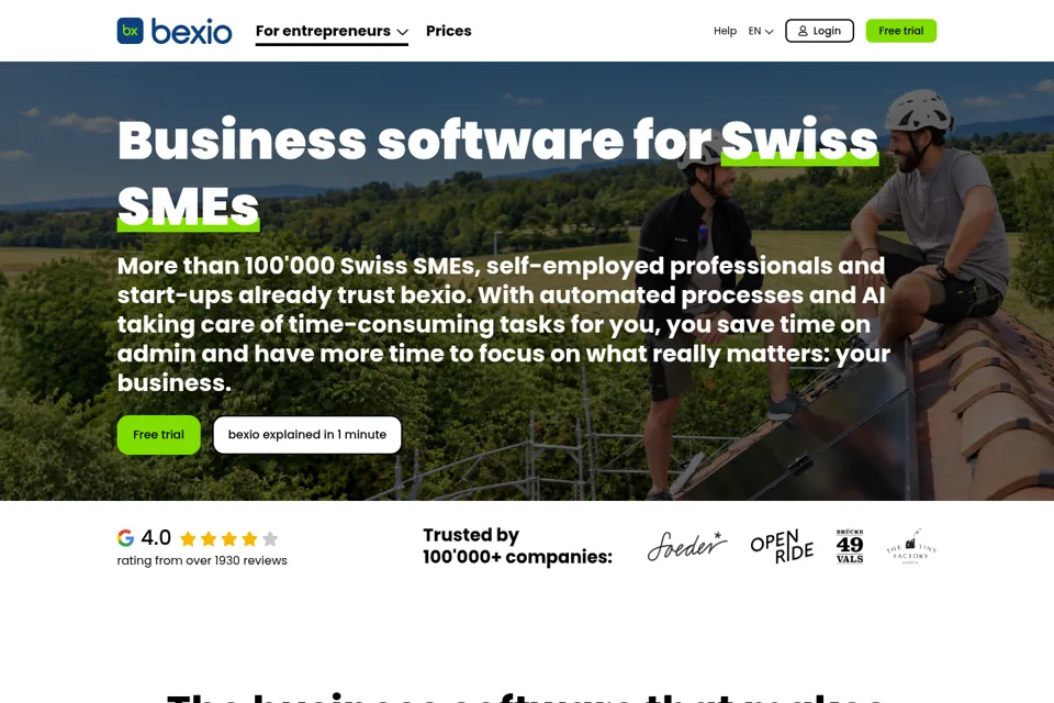 Aperçu de la landing page