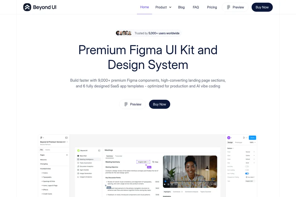 Aperçu de la landing page
