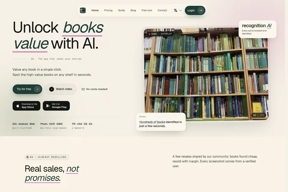 Aperçu de la landing page