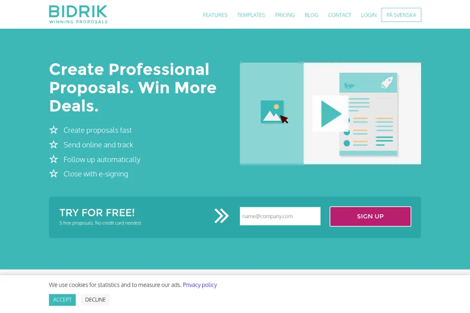 Aperçu de la landing page