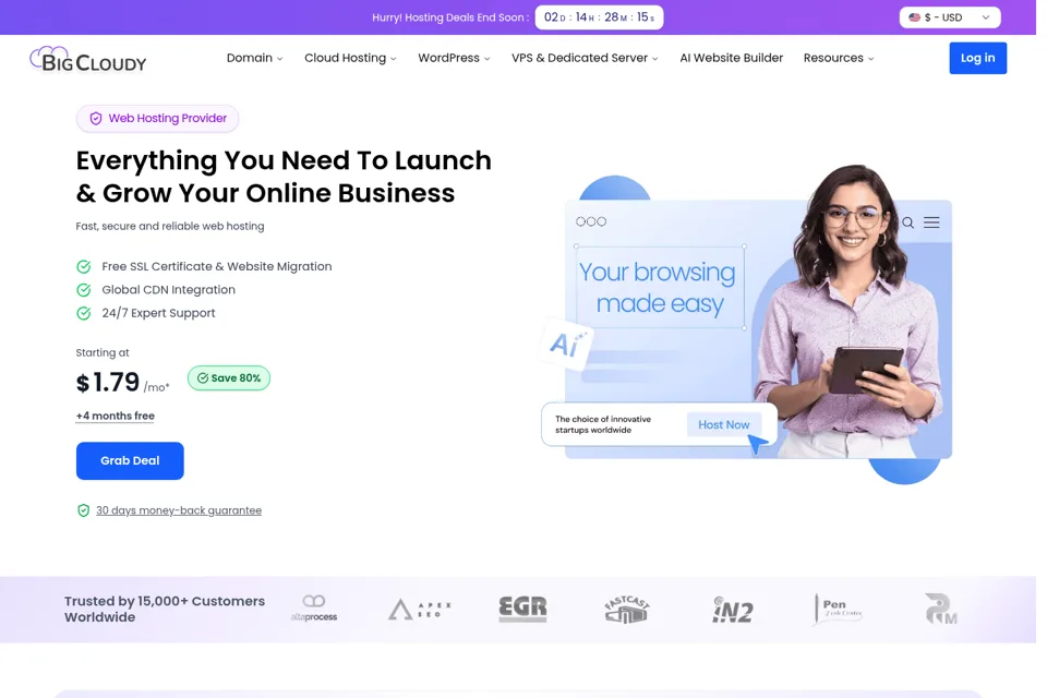 Aperçu de la landing page
