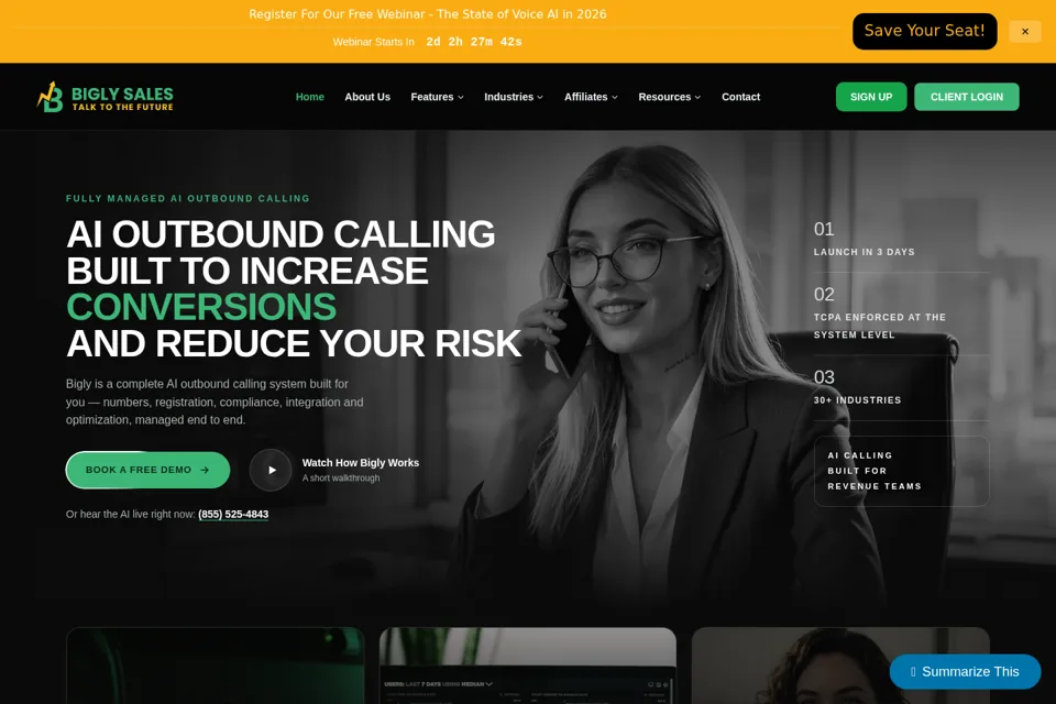 Aperçu de la landing page