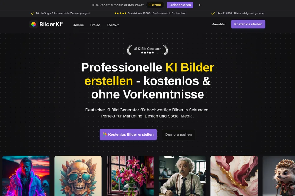 Aperçu de la landing page