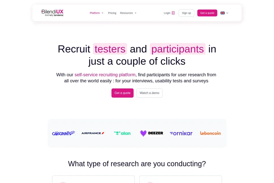 Aperçu de la landing page