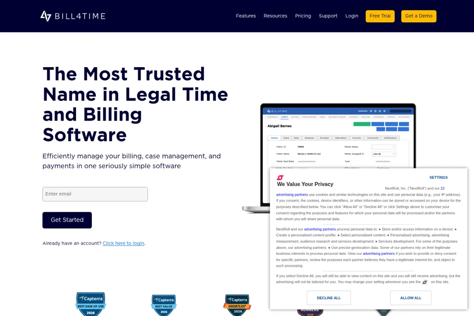 Aperçu de la landing page