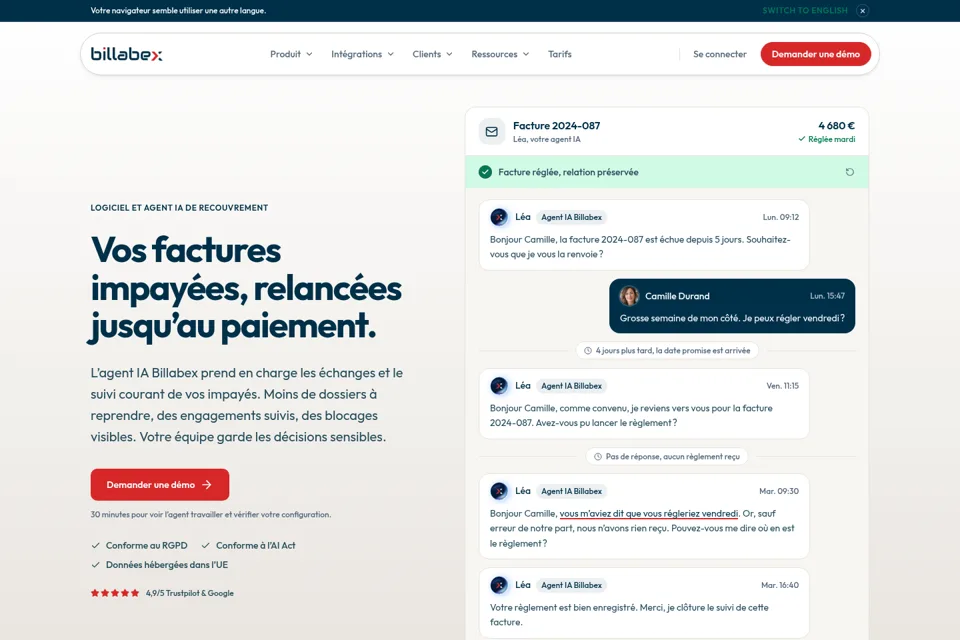 Aperçu de la landing page