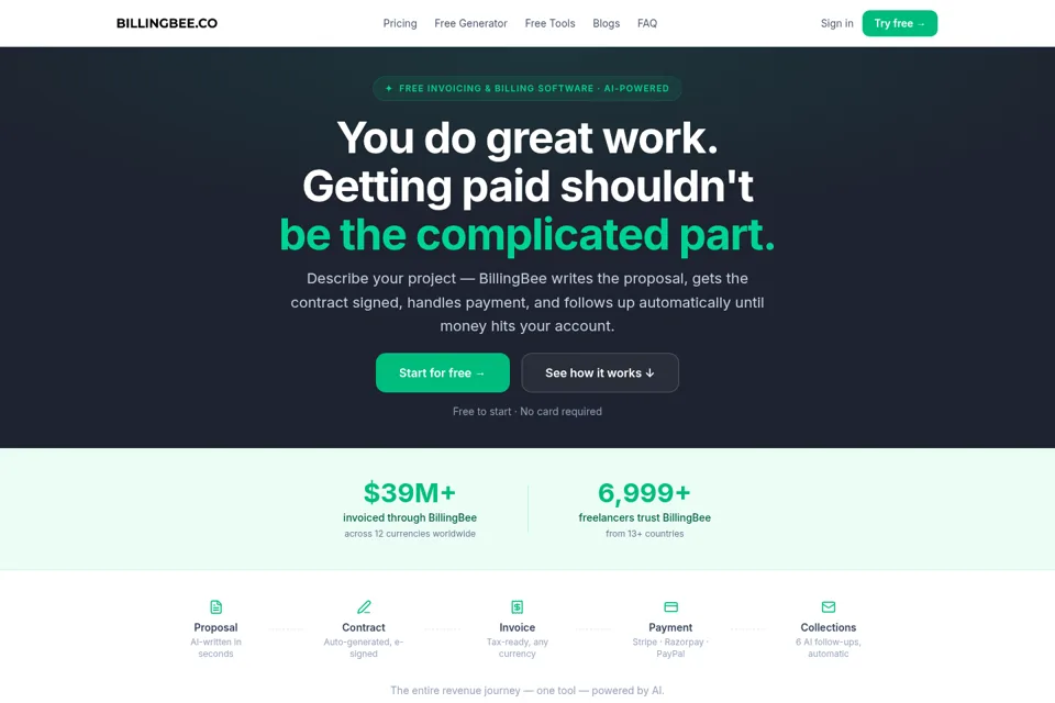 Aperçu de la landing page