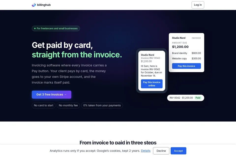 Aperçu de la landing page