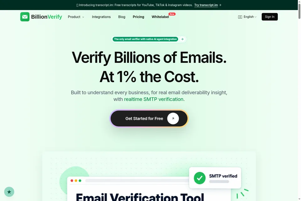 Aperçu de la landing page
