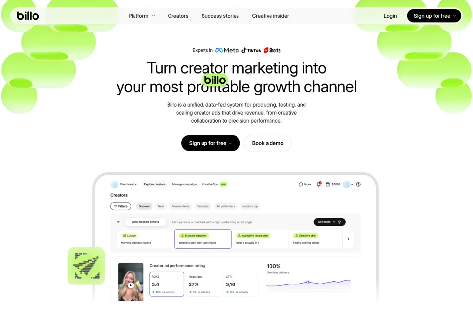 Aperçu de la landing page