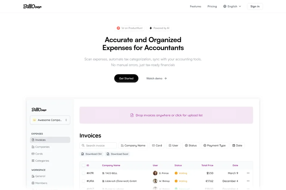 Aperçu de la landing page